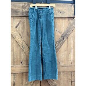 Moda International Vintage Marissa Fit  Teal Corduroy Pants Sz 0 Wide Leg Flare